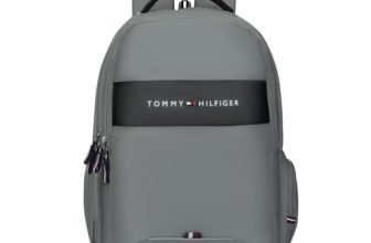 Tommy Hilfiger Joshua Polyester Unisex 15 Inch Laptop Backpack – Light Grey | 21 Ltr Capacity|Padded & Adjustable Strap| Water Resistant | 3 Compartment | Water Bottle Holder | USB Cable Holder Pocket