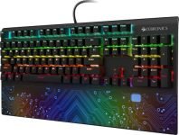 ZEBRONICS Zeb-MAX Chroma Premium Mechanical Gaming Keyboard with 104 Tactile Switch Keys, Wrist Rest, 18 RGB LED Modes, Braided & Gold Plated USB Cable