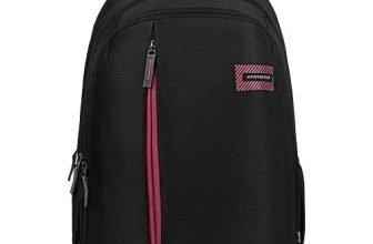 Aristocrat Vortex Laptop Backpack 25L | 4 Compartments with Quick-Access Front Pocket | Padded Shoulder Straps & Side Bottle Holders | Trolley Sleeve | Office & Travel Backpack for Men & Women (BLACK)