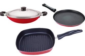 Nirlon Non Stick cookware Pot & pan Set of 3 Pieces with bakelight Handle(FT10_AC_GP24)