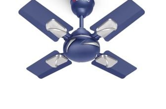 LONGWAY Creta P1 600 mm/24 inch Ultra High Speed 4 Blade Anti-Dust Decorative Star Rated Ceiling Fan 2 Years Warranty (Silver Blue, Pack of 1)
