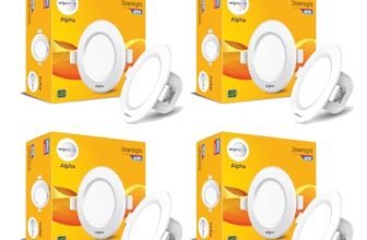wipro Alpha 12W Round Downlight Junction Box | Cool Day White (6500K) | Glare-Free Design |Recessed Down Light for False Ceiling | Cutout – 3 Inch | Pack of 4