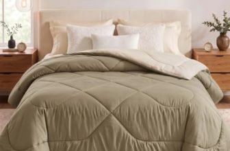 VAS COLLECTIONS Reversible Solid Comforter Double Bed | Dual Color Soft Quilted for All Season | Winter & Summer | Rainy Season Plush Microfiber | Plain Color Comforter – 205 x 215 Cm – Sage Ivory