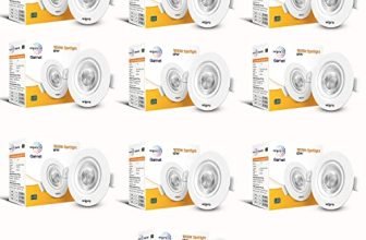 wipro Garnet 12W LED Wave Spotlight |Cool White Light (6500K) | Adjustable Design | Recessed Tiltable Downlighter for False Ceiling | Pack of 10