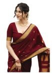 AG Clothing Women’s South Indian Art Silk Saree With Blouse Piece For Traditional Sari (Maroon)