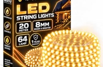 Gesto 20 Meter LED String Lights – Warm White 8mm Big Led Fairy Lights for Decoration | 360° Glow Waterproof Copper Wire Lights for Home Decor Balcony Outdoor Christmas & Diwali Decoration- Pack of 1