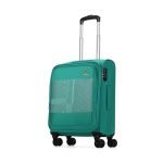 Aristocrat Duralite Soft Case Cabin (Small) 8-Wheel Trolley Bag, Teal Blue | Zipper Expander, Front Pocket, Durable Polyester Case, Combination Lock, Compact Travel Luggage, 3-Year Global Warranty
