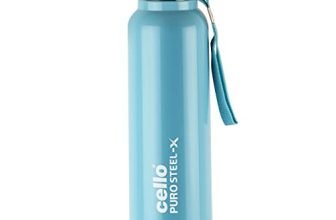 Cello Puro Steel-X Benz 900 | Leak Proof| Wide Mouth & Easy to Open | Insulated Inner Steel Outer Plastic Water Bottle | 650 ml | Turquoise