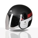 TVS Silk Route Helmet for Men & Women | Vintage Open Face Helmet with Clear Visor | ISI & DOT Certified | ABS Shell | EPS Liner | Retro Stylish for City & Highway Riding (Black Red/M)