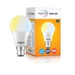 wipro Garnet 9W CCT 3-in-1 LED Bulb for Home & Office | Mood Lighting for ambiance | 240 Degree wide Coverage | 4 KV In-built Surge Protection, 420 V High Voltage Protection | Pack of 1