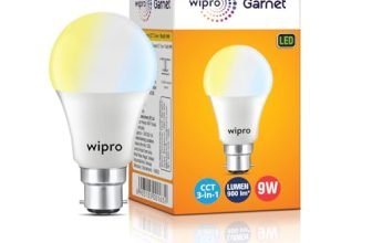 wipro Garnet 9W CCT 3-in-1 LED Bulb for Home & Office | Mood Lighting for ambiance | 240 Degree wide Coverage | 4 KV In-built Surge Protection, 420 V High Voltage Protection | Pack of 1