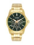 Citizen Stainless Steel Analog Quartz Multifuction Men’s Black Dial Watch – AG8343-50X, Band Color-Two-Tone