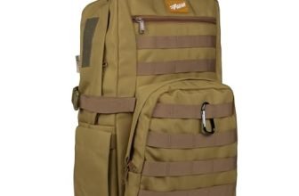 F Gear Grecale Khaki 25L, Camping Travel Hiking Tourist Outdoor Trekking Bag|Molle Rucksack Backpack|Multipurpose Bag|Hidden & Access Pocket|Padded Back&Shoulder Straps|Lightweight Backpack|Unisex