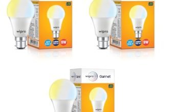 wipro Garnet 9W CCT 3-in-1 LED Bulb for Home & Office | Mood Lighting for ambiance | 240 Degree wide Coverage | 4 KV In-built Surge Protection, 420 V High Voltage Protection | Pack of 3