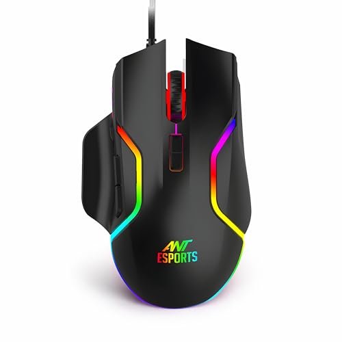 Ant Globe 18 Wired Optical Mouse, USB Type C Computer Mouse with Adjustable 1600 DPI Sensor, Ergonomic Lightweight Corded Office Mouse with 1.2m Cable for Laptop, PC, Desktop,Windows,Mac &Linux, Black