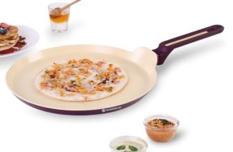 Wonderchef Bellagio Dosa Tawa | 28 cm | Non-Stick Ceramic Coating | Non-Toxic | Pure Aluminium | PFAS and PFOA Free | 3mm Thickness | Two-Tone Soft-Touch Handle | Firm Grip | 2 Years Warranty