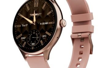 Fire-Boltt Phoenix Air Smart Watch 1.26” Round Display, Rotating Button, Wireless Charging, Ultra Lightweight Metal Body, Bluetooth Calling, Smartwatch with Silicone & Mesh Steel Straps Petal Pink