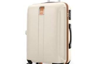 Safari Thorium Royale 8 Wheels 77cm Large Size Trolley Bag Hard Case Checkin Polycarbonate Luggage, TSA Lock, Wet Pouch Organized Interior, Suitcase for Travel, Trolley Bags for Travel, Vanilla Tan