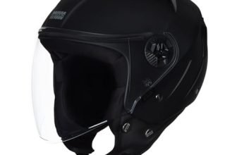 STUDDS Vogue ISI Certified Open Face Motorcycle Helmet for Men and Women with Clear Visor (MATT Black, , L)