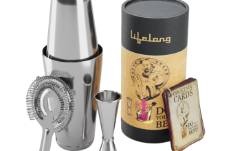Lifelong Cocktail Shaker Set of 5 | Bar Shaker with Strainer and Japanese Jigger Bar Set(Stainless Steel)