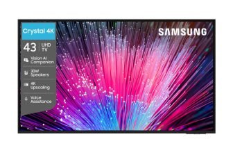 Samsung Crystal 4K Vision AI 108 cm (43 inch) Ultra HD (4K) LED Smart Tizen TV 2026 Edition with 30W Speakers 4K Upscaling HDR 10+ Football Mode Voice Assistance Remote Control PurColor Slim Look Samsung Knox Security 150+ Free Channels(UA43UE84AHULXL)