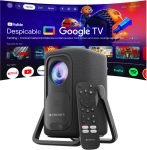 ZEBRONICS PixaPlay 77G (7500 lm / 1 Speaker / Wireless / Remote Controller) Portable 4K Support, 200 Display, Auto Focus & Keystone, 270 Tilt, Portable Home Theater Cinema, Netflix, Prime, WiFi, BT, HDMI ARC (PixaPlay 77G) Projector(Black)