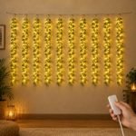 Gesto Leaf Curtain Fairy Lights for Decoration – 180 Led String Lights with 8 Modes Changer | Warm White Decorative Lights for Home Decor, Room,Wall, Balcony, Christmas & Diwali Decoration- 10×3 Ft