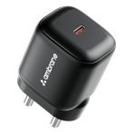 Ambrane 45W Fast Type C Charger Adapter for Mobiles & Type C Laptops, Small Size, GaN Charger, PD Technology, for iPhone, Samsung, MacBook, Android Mobiles, C Type Laptops, iPad (Charge i45, Black)