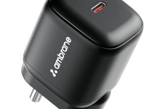 Ambrane 45W Fast Type C Charger Adapter for Mobiles & Type C Laptops, Small Size, GaN Charger, PD Technology, for iPhone, Samsung, MacBook, Android Mobiles, C Type Laptops, iPad (Charge i45, Black)