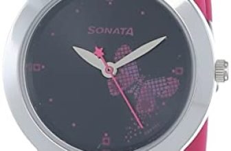 Sonata Quartz Analog Black Dial Pink Plastic Strap Watch for Women – NS87019SP01W