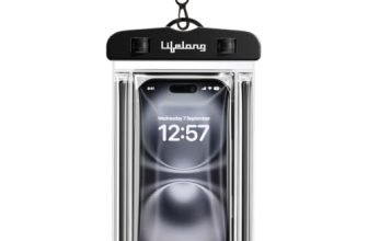 Lifelong Waterproof Mobile Rain Pouch with Plastic Air Lock, Black | IPX8 Waterproof Case for Smartphiones & iPhones | Transparent Pouch for Swimming Pool, Beach, Diving | Heavy-Duty Lanyard