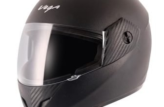 Vega Cliff ISI Certified Lightweight Full Face Gloss Finish Helmet for Men and Women with Clear Visor(Black, Size:L)