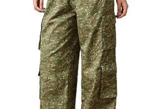 Bewakoof Women’s All Over Print 100% Cotton Parachute Pants – Oversized Fit_589659_Green_2XL