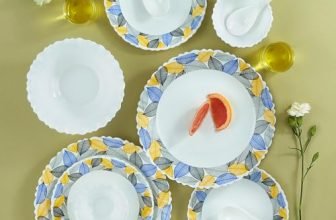 Larah by Borosil 35 Pieces Kora Opalware Dinner Set for Family of 6