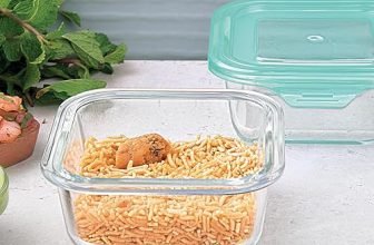 La Opala Cook Serve Store 100% Borosilicate Glass Storage Container | Simply Store with Lid | Square 320 ml | Microwave & Oven Proof | Dishwasher & Freezer Proof | Strong & Durable | Transparent