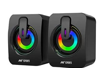 Ant Esports GS170 Gaming Speaker for PC, Stereo 2.0 USB Powered Desktop Speaker with 3.5 mm Aux-in, in-line Volume Control, RGB LED Lights Mini Multimedia Speakers for PC, Laptop, Tablet, Cellphone
