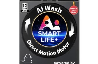 Haier Smart Choice 12 Kg, 5 Star, AI Smart LIFE+, Hygienic Care,ABT,525 mm Super Drum, Refresh,Direct Motion Motor,WiFi enabled, Fully Automatic Front Load Washer (EFL120-DM14F5ES8U1|Dark Jade Silver)