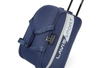 Lavie Sport Polyester Anti Theft Combi Lock Camelot Wheel Duffle Bag | Spacious Compartment | Duffle Bag | Build to Last Wheel and Trolley, Blue,29 Cm,Navy