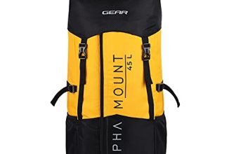 Gear Alphamount 48L Large Water Resistant Trekking 4 Compartment Rucksack/Hiking Bag/Travel Backpack for Men/Women (Black Yellow)