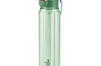 MILTON Aston 700 BPA & BPS-Free Water Bottle 700 ml| Food-Grade Plastic | One-Click Open | Leak-Proof | Sip & Gulp Lid I Ideal for Office, School, College, Gym, Green