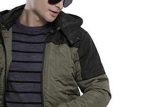 The Indian Garage Co Men Olive Slim Fit Solid Puffer Jacket