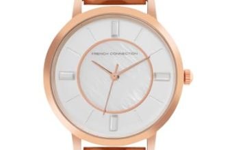 French Connection Ephiphany MOP White Round Analog Watch with Rose Gold Metal Strap for Women – FCN00066F