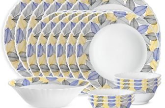 Larah by Borosil 19 Pieces Kora Opalware Dinner Set for Family of 6