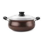 Cello Non Stick Induction Compatible Gravy/Biryani Handi with Stainless Steel Lid, 2.5 LTR, Brown, 2.5 Liter