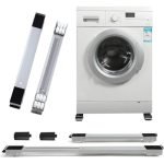 Adjustable Washing Machine Dolly, Extendable Appliance Roller Base | Aluminium construction, silver finish and rectangular design for appliance positioning and floor protection