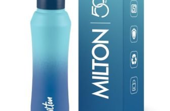 MILTON Comet 1000 ISI Certified Stainless Steel Water Bottle I Leak Proof I Rust proof I Single Walled I Ideal for Office, School, Home, Gym, 1000 ml, Light Blue & Dark Blue