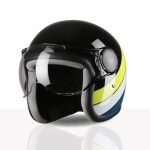 TVS Cruisetown Open Face Helmet | Half Face Helmet for Riders | ISI & DOT Certified | Premium Protection for Men & Women | Comfortable, Durable & Lightweight Design with Visor (Black & Lime/M)