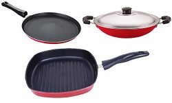 Nirlon Non-Stick Aluminium Cookware Set of 3 Pieces (FT12_AC_GP24)