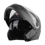 Steelbird SBA-7 7Wings ISI Certified Flip-Up for Men and Women Motorbike Helmet(Dashing Black with Outer Clear and Inner Smoke Sun Shield)