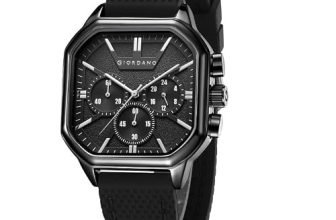Giordano Analog Chronograph Watch for Men with Square Dial, Multi-Function Subdials, Quartz Movement and Silicone Strap – GZ-50171-11